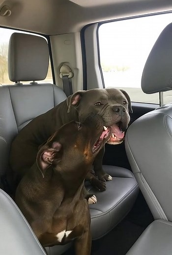 Today, November 11, 2025, I had just finished signing the adoption papers for a stocky gray pittie named Tank. But when the volunteer clipped on his leash to lead him out, he froze. It was strange—most dogs can’t wait to bolt from the kennel, tails wagging and hearts racing toward freedom. But Tank just sat there, eyes soft and uncertain. I crouched down to comfort him, thinking maybe he was scared. But then I followed his gaze… and saw her. Curled up in the corner of the run was a smaller, olde