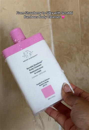 From Strawberry to Silky with Drunk Elephant Scrubbi Bamboes Body Cleanser 🎀 It is an exfoliating, antioxidant-rich jelly-to-foam body wash , suitable for all skin types 🎀 It cleanses, softens, hydrates, and soothes with a mild, naturally sweet vanilla scent. 🎀Sodium PCA and squalane maintain hydration levels, prevent water loss, and improve barrier strength; antioxidant compounds help to calm and soothe If you would like to try Drunk Elephant use my code DEDUEL15-TD6A9F2YFT 15% off full-pric