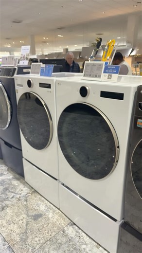 LG AI front load washer and gas dryer white