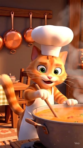Cartoon Cat Cooking Soup | AI Generated Animation