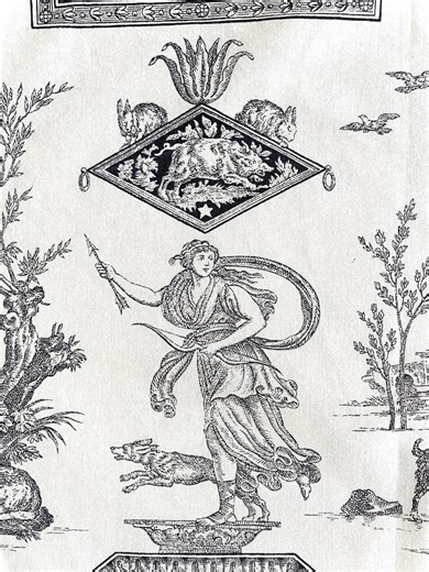 Toile De Jouy Fabric, "diana Huntress", Black on Ivory Cotton, 44 X 54", 1990s Printed in France - Etsy