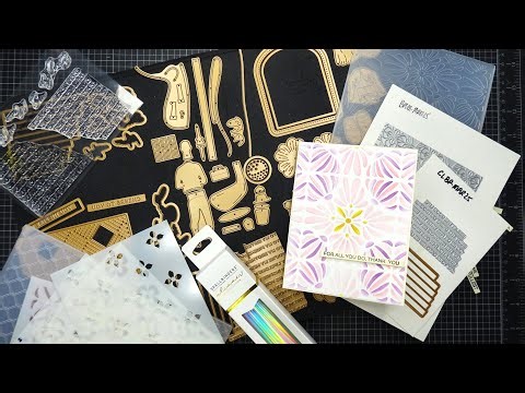 Spellbinders March 2025 Deluxe Caboodle Unboxing! Clear Stamp, Embossing Folder & Stencil Tutorial!