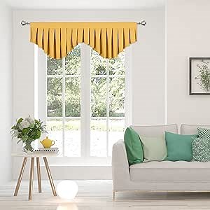 Blackout Curtain Valances Yellow Ochre valances for Windows Rod Pocket Window Valance for Living Room Kitchen and Bedroom (59 x 20 Inch, 1 Panel)