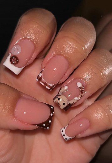Fall Nails Ideas: Short Square Cat Fall Vibes Acrylic Tutorial