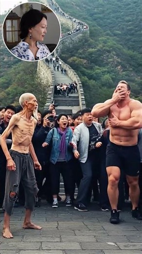 Old Chinese man VS Bodybuilder on Great Wall of China #AI #kungfu #greatwall
