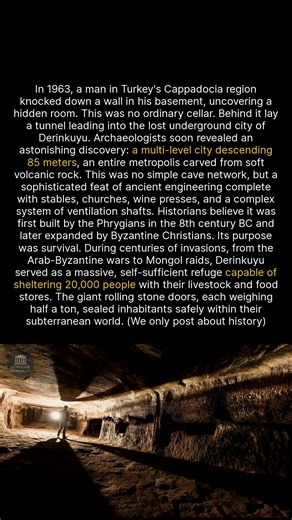 A man knocked down a basement wall and found a lost underground city that could hold 20,000 people. #history #ancienthistory #archaeology #discovery | Intriguing Archaeology