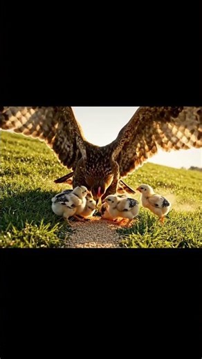 Relentless Hawk Hunts Hen's Chicks | Intense Ground Chase Unfolds! #shorts #wildlife