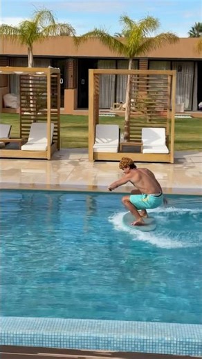 Sliding across the giant pool!