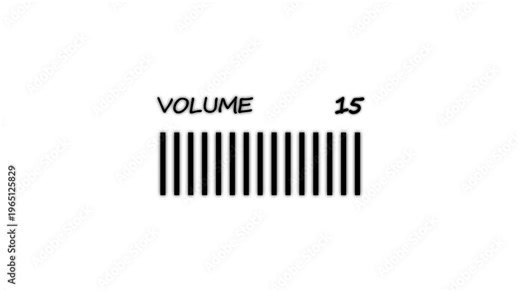 Volume Control Bar Animation on Transparent background, audio level meter interface animated with alpha channel.