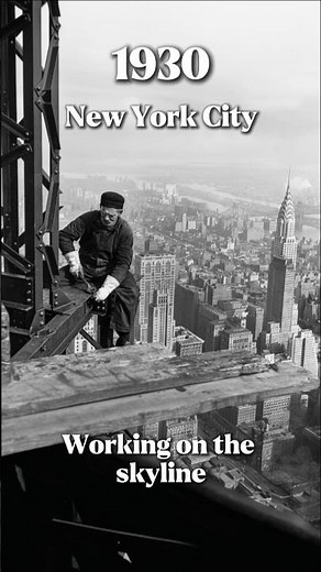 New York City Ironworker Above Manhattan, 1930s — Colorized Archival Footage