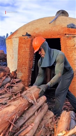 How Wood Turns Into Charcoal in Brazil 🇧🇷 | Traditional Brick Kiln Process Explained #shorts