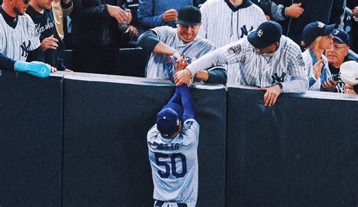 Yankee Stadium fan ejected for interference by prying ball out of Mookie Betts' glove at World Series