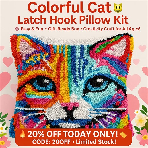 🎄 Craft Your Christmas Magic! 🎄 Create a cozy, Colorful Cat pillow with our all-in-one Latch Hook Kit. ✨ Easy to make, beginner-friendly, perfect for gifting, and full of holiday cheer! 🧵 Start crafting your Christmas today! ❤️ 🔗https://www.veirousadiy.com/collections/best-sellers | Veirousadiy