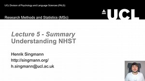 MSc Statistics, Lecture 5: Summary