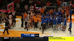 A fight nearly breaks out at the end of the Kentucky-Tennessee game. The Tennessee players, who had been talking trash the entire game, couldn't handle it after Kentucky answered back after their comeback win. #BBN | KY Insider