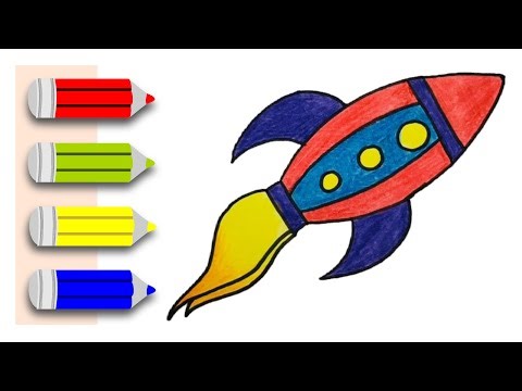 Drawing a Rocket | Easy Tutorial for Kids and Toddlers | Kids Nursery Rhyme Video | Rocket