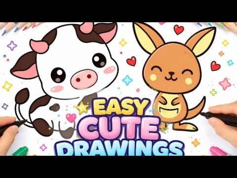 Cute Cow and Kangaroo Drawing | Easy Animal Art