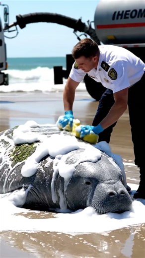 Sea Cow Rescue: Saving a StrandedSea Cow Trapped in Trash#animals #wildlife