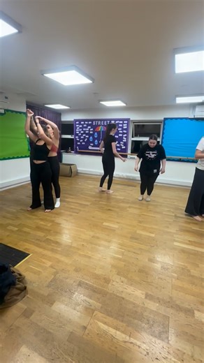 Great work at our half term rehearsal last night!! Here’s some of our seniors working on their partner tricks - some need a little work still😂💜 | Chameleon Theatre Arts