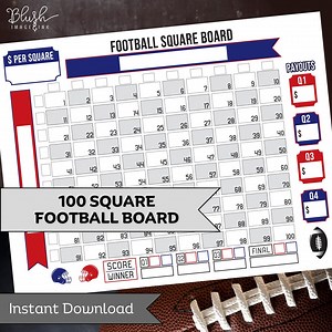 Football Squares Printable Football Fundraiser Football Pool 100 Football Squares Template, Football Party Games, Football Betting Game File - Etsy