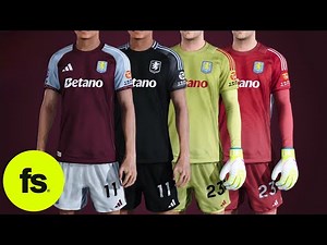 Aston Villa 2025/26 Kitpack + Real Font - PES 2021 & FL25