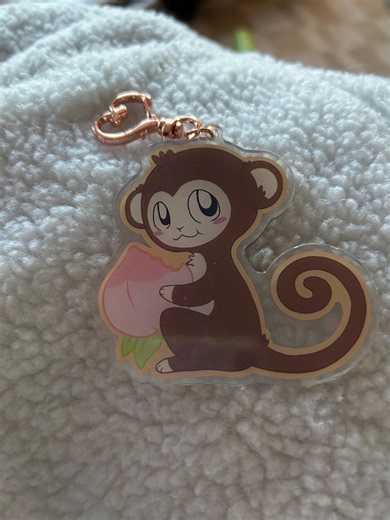 Peach Monkey Keychain - Etsy