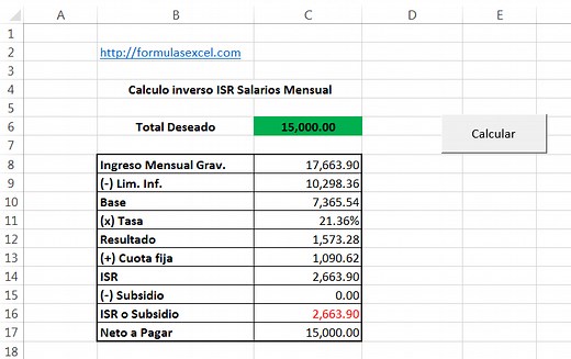 Calculo inverso de ISR Salarios en Excel - Fórmulas Excel: Ejemplos, Tips y Tutoriales para Dominar Excel