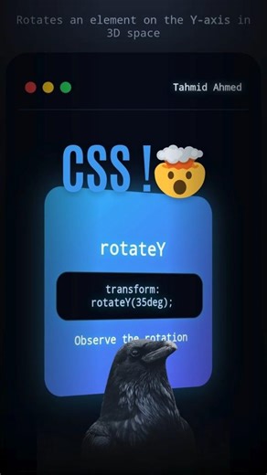 CSS rotateY() 3D Animation 🔥 Pure CSS Trick