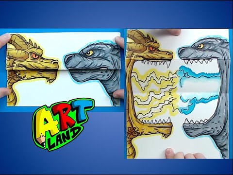 How to Draw GODZILLA VS GHIDORAH SURPRISE FOLD