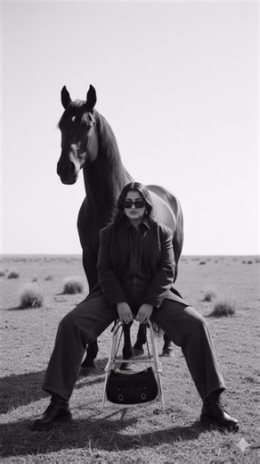 Chetna 🧿 | Fashion & Travel | NAGPUR on Instagram: "Just download Google Gemini, copy this prompt, add your picture — and boom… magic ✨ & Here’s the Prompt 👇🏻 Photograph me sitting low on a minimalist metal stool, leg spread forward, and in a relaxed grounded face fleet planted on eventer, one hand loosely resting between the knees, holding thin leather rains, shoulder slightly slouched, Head title downward in a calm intro, prospective expression, the subject wear, dark oversized layer, cloth