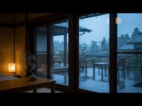 Tranquil Rain Sounds — Rain Sounds for Sleeping in a Japanese Room with Rain Outside 🌧️🌙