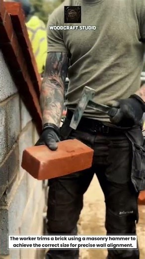Precision Brick Cutting Technique #construction #masonry #brickwork