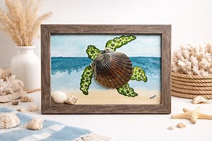 Framed Sea Turtle With Real Shells - Etsy