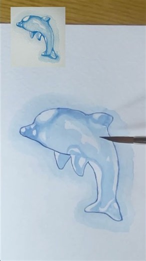 ガラスのイルカを描いてみるよ #watercolor #水彩画 #イラストメイキング