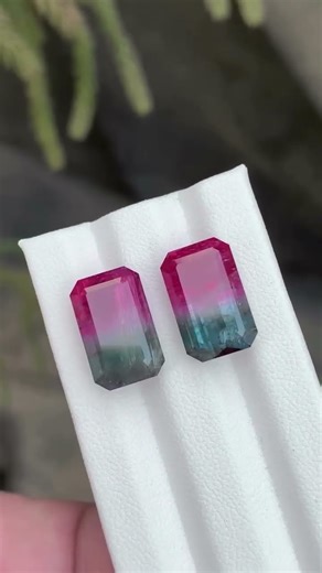 Matched Pair of Exquisite Faceted Tricolour Tourmalines | Afghanistan