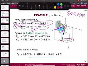 Statics, chapter 2 “ convert force from magnitude to vector” 3D, with projection line.