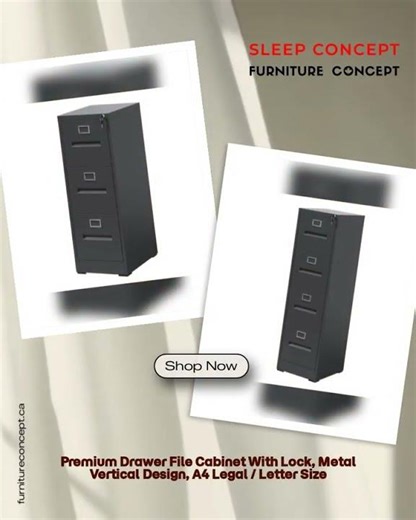 Premium Drawer File Cabinet With Lock, Metal Vertical Design, A4 Legal / Letter Size