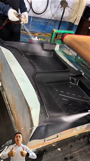 A modern machine for the production of car mats.