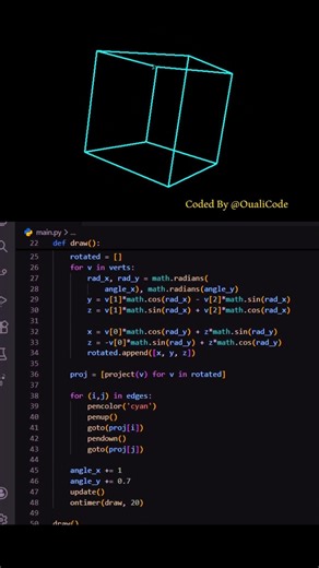 3D Graphics | PYTHON TURTLE #python #oualicode #coding #graphics #shorts #youtubeshorts