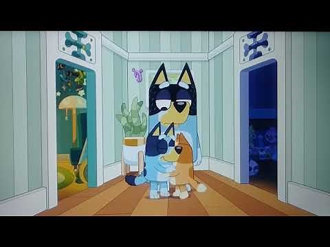 Bluey and Bingo Hug Each Other and Say Goodnight