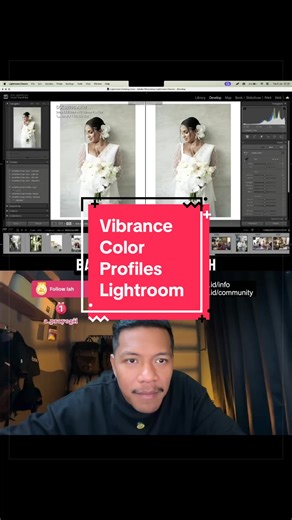 Profiles ini ngasih warna yang cerah, dan saturasi tinggi dengan kontras seimbang, cocok untuk sesi foto wedding dan wisuda. Fitur barunya : ✅ Level tools yang ditanem di slider profiles ✅ Wedding rumah dengan komposisi warna warni bisa lebih ke cover ✅ Profiles yang gampang tinggal atur, contrast, exposure, dan wb Selengkapnya mampir aja ke @colorprofiles #hitambercahaya #colorprofiles #lightroom