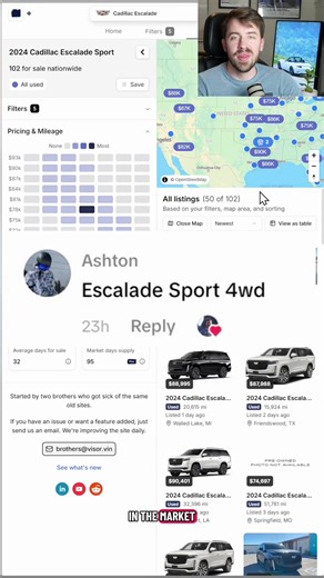 Market Analysis: Used Cadillac Escalade Sport 4WD 📊 If I was in the market for a Cadillac Escalade Sport, I would be buying a 2024 for ~$78,000 with 40k miles or less. 📋 Notes 1. Avoid 2022 and 2023. These model years were impacted by the chip shortage and while they may present additional opportunities for savings over a 2024, they are at greater risk for having less features. 2. Avoid 2021. First model years of any new generation can be prone to bugs. I tend to try to avoid the first model y