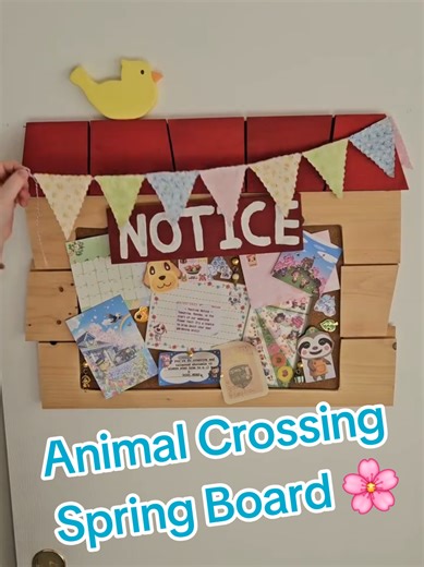 ~Animal Crossing Bulletin Board for Spring~ As I did the Fall and Winnter boards, I longed to use the flowery goods. So happy to now! Now all that's waiting to be used is my fishy stuff for summer! #animalcrossing #acnh #nintendo #どうぶつの森 #corkboard