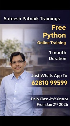 Free Python Training for Beginners | Daily Live Classes| Daily Class @ 8:30 PM IST | 1-Month Course