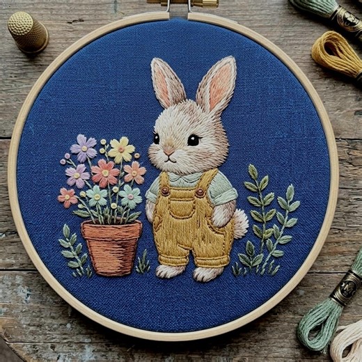 Garden Bunny Embroidery Pattern, Floral Hoop Art Design (digital Download) - Etsy