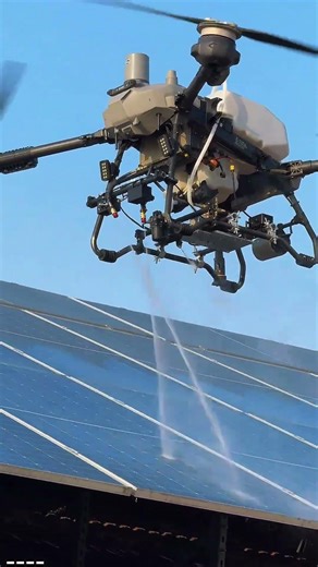 Drones cleaning solar panels