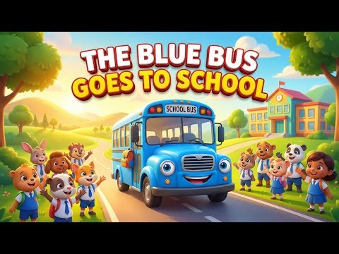 Wheels on the Bus | Blue Bus | Little Hero Toon Nursery Rhymes & kids Songs