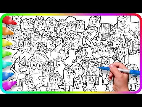 BLUEY Coloring Pages Mix. Do you know How to color Bluey with Family and Friends?