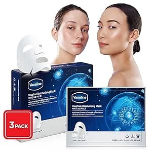 Vaseline Moisturizing Face Facial Mask Sheet Skin Care Essence, HYDRATION RETENTION, SKIN BARRIER REINFORCEMENT [Made in Korea] 10 Count