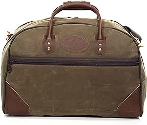 Frost River Curtis Flight Bag - Waxed Canvas and Leather Carry On Luggage Pack, Durable Weekender with Outside Access Pockets, Carry On, 45 Liter, Field Tan